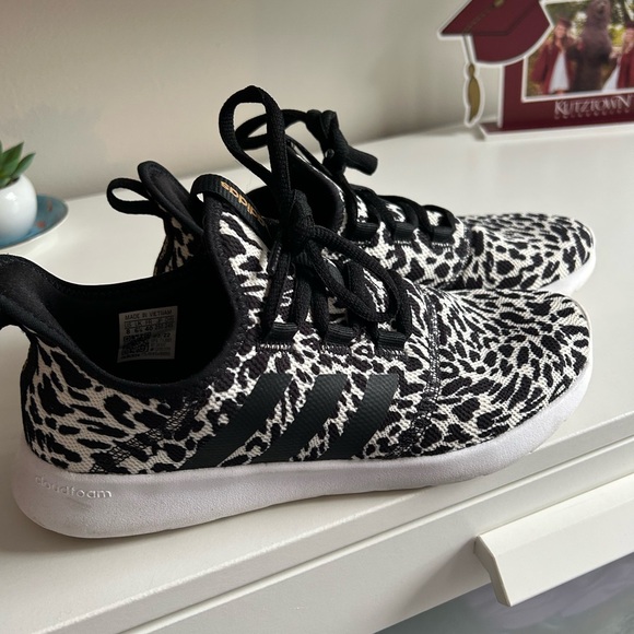 adidas | Shoes | Adidas Black And White Leopard Print Sneakers | Poshmark